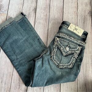 MISS ME Blue Roll Up Capris 25 NWT